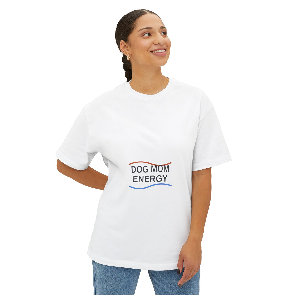 Dog Mom Energy Oversized T-Shirt - Boxy Fit Streetwear Tee for Dog Moms