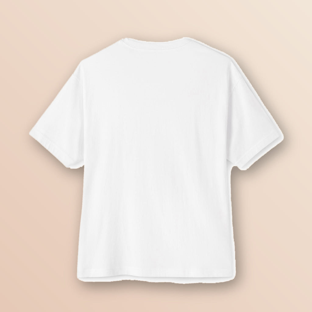 Dog Mom Energy oversized white t-shirt, back view