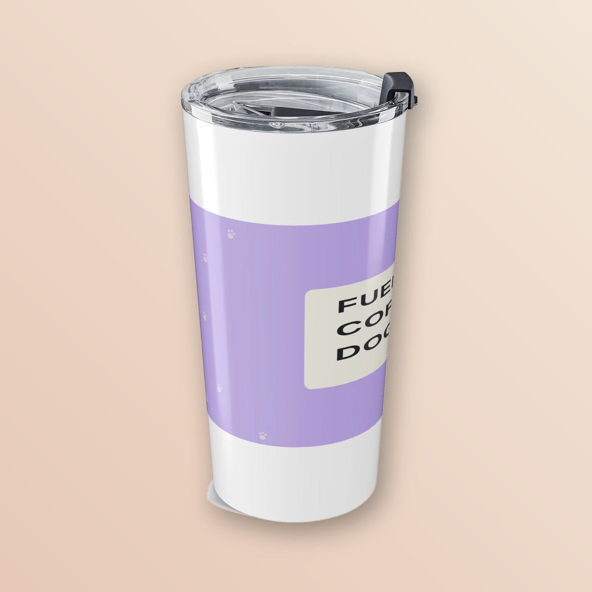 Fueled by Coffee and Dog Hair 20oz tumbler, left side