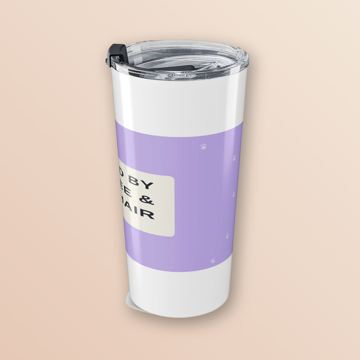Fueled by Coffee and Dog Hair 20oz tumbler, right side